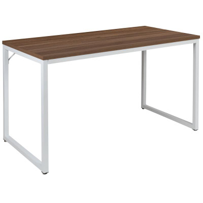 Flash Furniture GC-GF156-12-WAL-WH-GG 47" W White Metal Frame Laminated Walnut Top with PVC Edging Computer Desk
