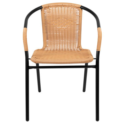 Flash Furniture 2-TLH-037-BGE-GG 352 Lbs. Beige Ratan with Metal Frame Stack Chair