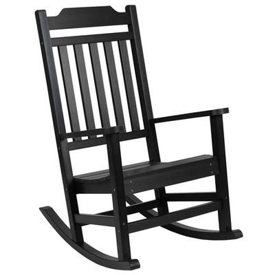 Flash Furniture JJ-C14703-BK-GG Black Polystyrene Faux Wood Rocking Chair