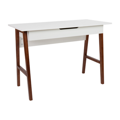 Flash Furniture GC-MBLK60-WH-WAL-GG White Laminate Top with A-Frame Walnut Base Computer Desk