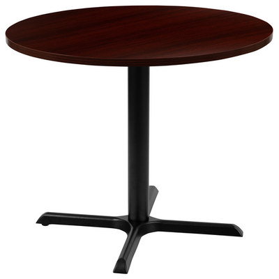 Flash Furniture GC-M-BLK-15-MHG-GG 36" Dia. Mahogany Round X-Base Conference Table