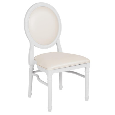 Flash Furniture LE-W-W-MON-GG White Vinyl Back Hercules Series King Louis Chair