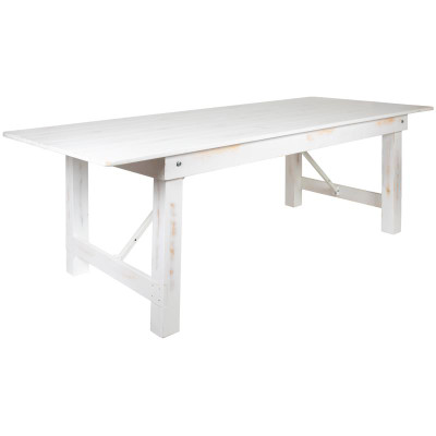 Flash Furniture XA-F-96X40-WH-GG 96" W Plywood Top Hercules Series Folding Rustic Farm Table