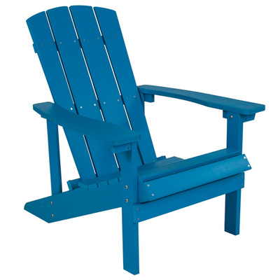 Flash Furniture JJ-C14501-BLU-GG 350 Lbs. Blue Weather-Resistant Polystyrene Frame Adirondack Chair