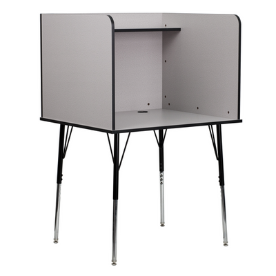 Flash Furniture MT-M6221-SGLSC-GREY-GG 35.75" W Nebula Gray Height Adjustable Legs Study Carrel with Top Shelf