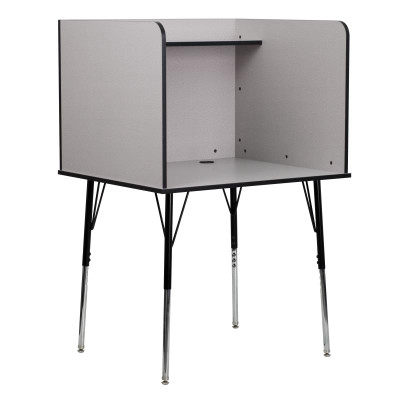 Flash Furniture MT-M6221-SGLSC-GREY-GG 35.75" W Nebula Gray Height Adjustable Legs Study Carrel with Top Shelf