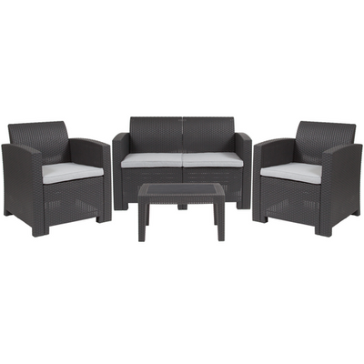 Flash Furniture DAD-SF-112T-DKGY-GG 47&quot; W x 30&quot; H Dark Gray Outdoor Patio Set