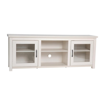 Flash Furniture GC-MBLK65-WH-GG 65" W White Wash Wood Frame Rectangular 3 Shelves TV Stand