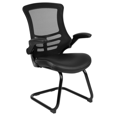 Flash Furniture BL-X-5C-BK-LEA-GG 250 Lbs. Black LeatherSoft Seat Mesh Back Chair