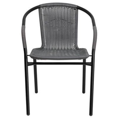 Flash Furniture 2-TLH-037-GY-GG 352 Lbs. Gray Ratan with Metal Frame Stack Chair