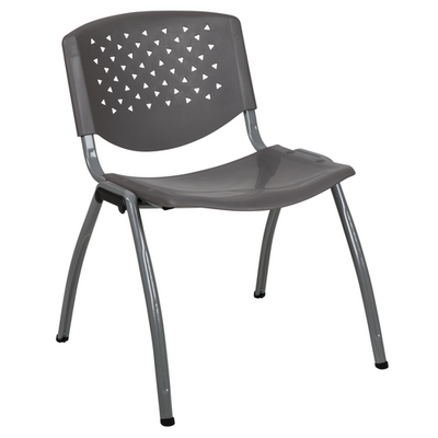 Flash Furniture RUT-F01A-GY-GG Gray Polypropylene Seat and Back Titanium Powder Coated Metal Frame Hercules Series Stacking Chair
