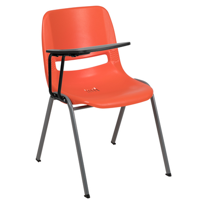 Flash Furniture RUT-EO1-OR-RTAB-GG 880 Lbs. Orange Plastic Right Handed Tablet Arm Hercules Series Ergonomic Shell Chair