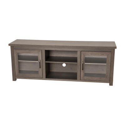 Flash Furniture GC-MBLK65-BK-GG 65" W Black Wash Wood Frame Rectangular 3 Shelves TV Stand