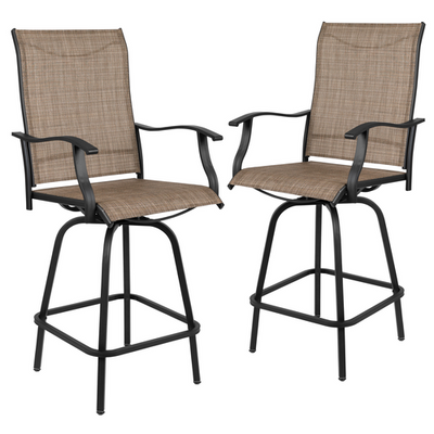 Flash Furniture 2-ET-SWVLPTO-30-GG 300 Lbs. Brown Galvanized Steel Rectangular Patio Swivel Stool