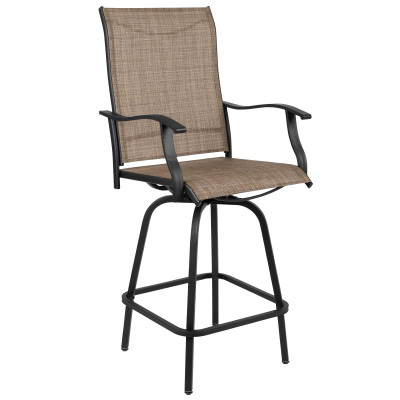 Flash Furniture 2-ET-SWVLPTO-30-GG 300 Lbs. Brown Galvanized Steel Rectangular Patio Swivel Stool