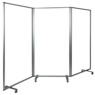 Flash Furniture BR-PTT001-3-AC-90183-GG 106.5" W 3 Sections Transparent Acrylic Mobile Partition