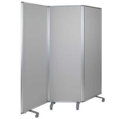 Flash Furniture BR-PTT001-3-MP-60183-GG 71" W 3 Sections Aluminum Border Double Sided Whiteboard or Cloth Partition