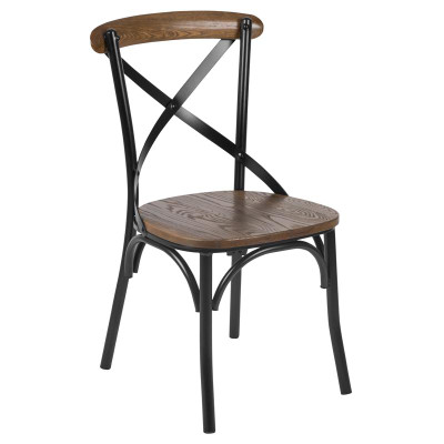 Flash Furniture X-BACK-METAL-FW Ash Wood Side Chair