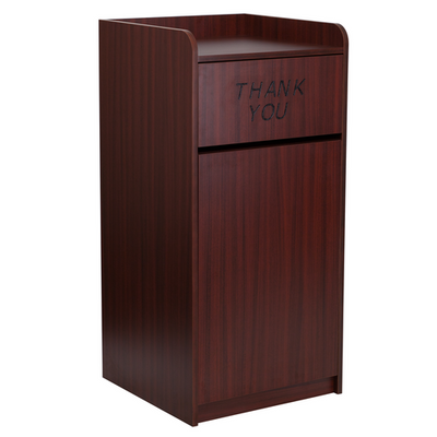 Flash Furniture MT-M8520-TRA-MAH-GG 36 Gal. Wood with Mahogany Melamine Square Trash Receptacle