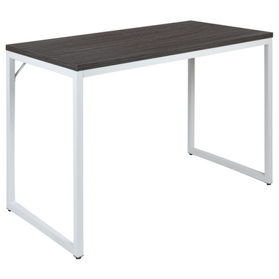 Flash Furniture GC-GF156W-12-GRY-GG 47" W White Metal Frame Laminated Rustic Gray Top with PVC Edging Computer Desk