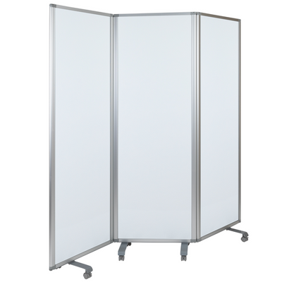 Flash Furniture BR-PTT001-3-M-60183-GG 71" W 3 Sections Aluminum Border Whiteboard Partition