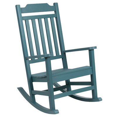Flash Furniture JJ-C14703-TL-GG Teal Polystyrene Faux Wood Rocking Chair