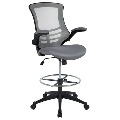 Flash Furniture BL-X-5M-D-DKGY-GG 250 Lbs. Gray Adjustable Height Swivel Drafting Chair