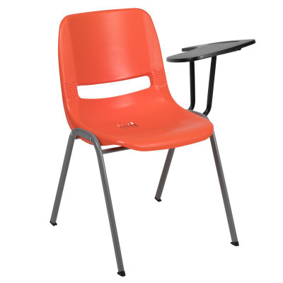 Flash Furniture RUT-EO1-OR-LTAB-GG 880 Lbs. Orange Plastic Left Handed Tablet Arm Hercules Series Ergonomic Shell Chair