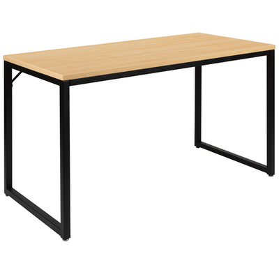 Flash Furniture GC-GF156-12-MAP-BK-GG 47 &quot;W Black Metal Frame Laminated Maple Top with PVC Edging Computer Desk