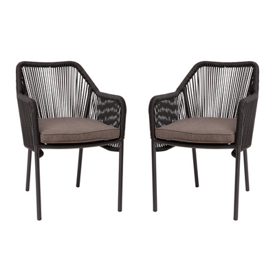Flash Furniture SDA-AD892006-BK-2-GG Black and Gray Woven Fabric with Aluminum Frame Kallie Patio Chairs