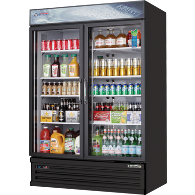 Everest Refrigeration EMSGR48B 50 Cu. Ft. Two-Section Reach-In Glass Door Merchandiser Refrigerator - 115 Volts