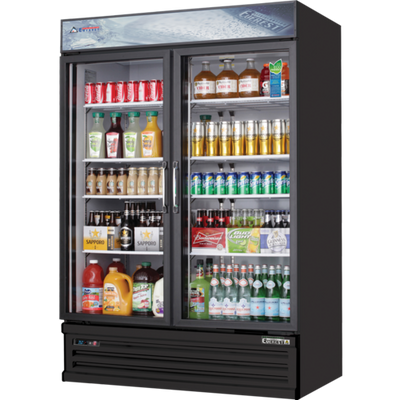 Everest Refrigeration EMSGR48B 50 Cu. Ft. Two-Section Reach-In Glass Door Merchandiser Refrigerator - 115 Volts