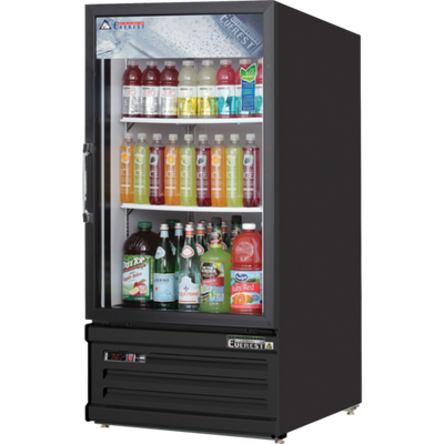 Everest Refrigeration EMGR8B 24" W White Coated Steel Interior One Section Reach-In Glass Door Merchandiser Refrigerator - 115 Volts