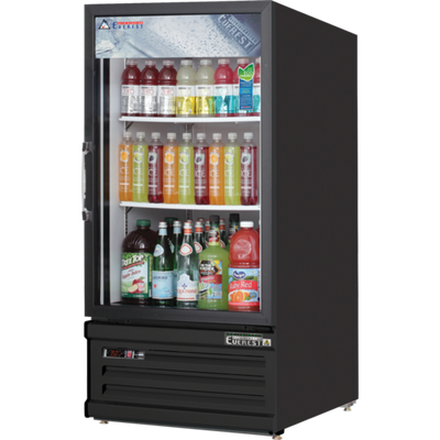 Everest Refrigeration EMGR8B 24" W White Coated Steel Interior One Section Reach-In Glass Door Merchandiser Refrigerator - 115 Volts