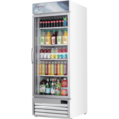 Everest Refrigeration EMGR24U 29.13&quot; W White Coated Steel Interior One Section Reach-In Glass Door Merchandiser Refrigerator - 115 Volts