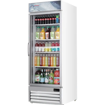 Everest Refrigeration EMGR24U 29.13" W White Coated Steel Interior One Section Reach-In Glass Door Merchandiser Refrigerator - 115 Volts
