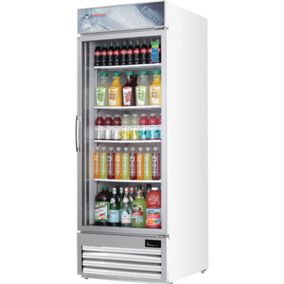 Everest Refrigeration EMGR24U 29.13" W White Coated Steel Interior One Section Reach-In Glass Door Merchandiser Refrigerator - 115 Volts