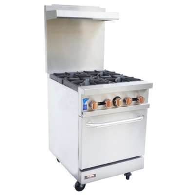 Copper Beech CBR-4 Natural Gas 4 Burners 24" Restaurant Range - 151,000 BTU