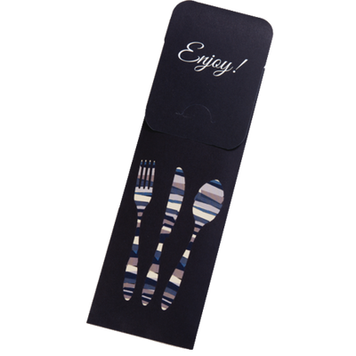 Dinex DXCTCAD1003 16" x 16" Black Paper Sleeve with Flap Cutlery Caddy