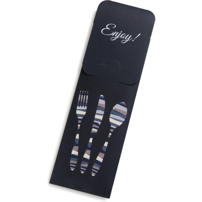 Dinex DXCTCAD1003 16" x 16" Black Paper Sleeve with Flap Cutlery Caddy