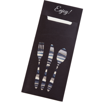 Dinex DXCTCADS1003 13" x 13" Black Paper Sleeve Cutlery Caddy