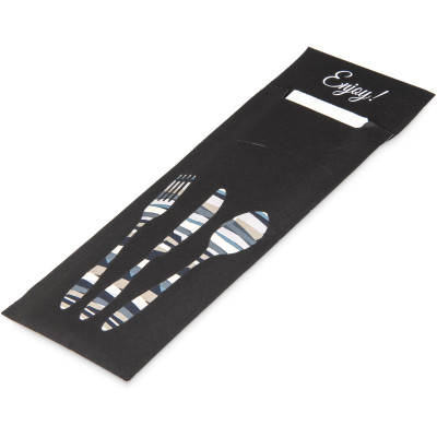 Dinex DXCTCADL1003 13" x 16" Black Paper Sleeve with Flap Cutlery Caddy