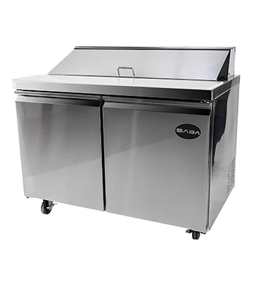 SABA SPS-48-12 9.5 Cu. Ft. Stainless Steel 2-Section Sandwich or Salad Prep Table - 115 Volts