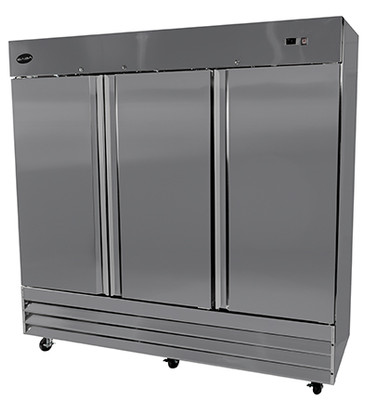 SABA S-72F 72 Cu. Ft. Stainless Steel (3) Full-Height Solid Door Three-Section Reach-In Freezer - 115 Volts