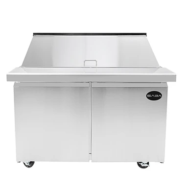 SABA SPS-48-18M 9.5 Cu. Ft. Stainless Steel 2-Section Mega-Top Sandwich or Salad Prep Table - 115 Volts