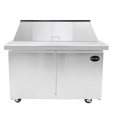 SABA SPS-48-18M 9.5 Cu. Ft. Stainless Steel 2-Section Mega-Top Sandwich or Salad Prep Table - 115 Volts
