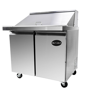 SABA SPS-36-15M 7.8 Cu. Ft. Stainless Steel Two-Section Mega-Top Sandwich and Salad Prep Table - 115 Volts