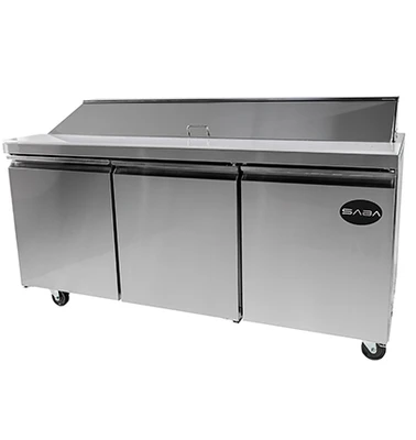 SABA SPS-72-18 15.5 Cu. Ft. Stainless Steel 3-Section Sandwich or Salad Prep Table - 115 Volts