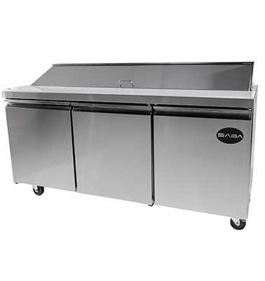 SABA SPS-72-18 15.5 Cu. Ft. Stainless Steel 3-Section Sandwich or Salad Prep Table - 115 Volts