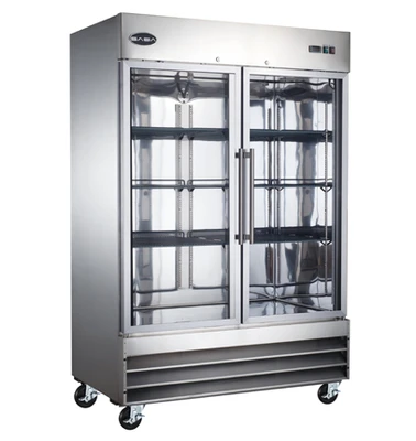 SABA S-47RG 47 Cu. Ft. Stainless Steel 2-Section Reach-In Refrigerator Merchandiser - 115 Volts